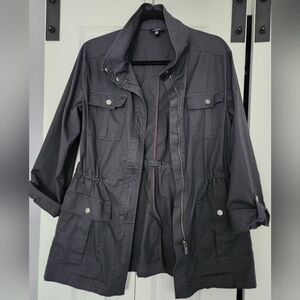Jones New York Black Utility Jacket with Drawstring Waist